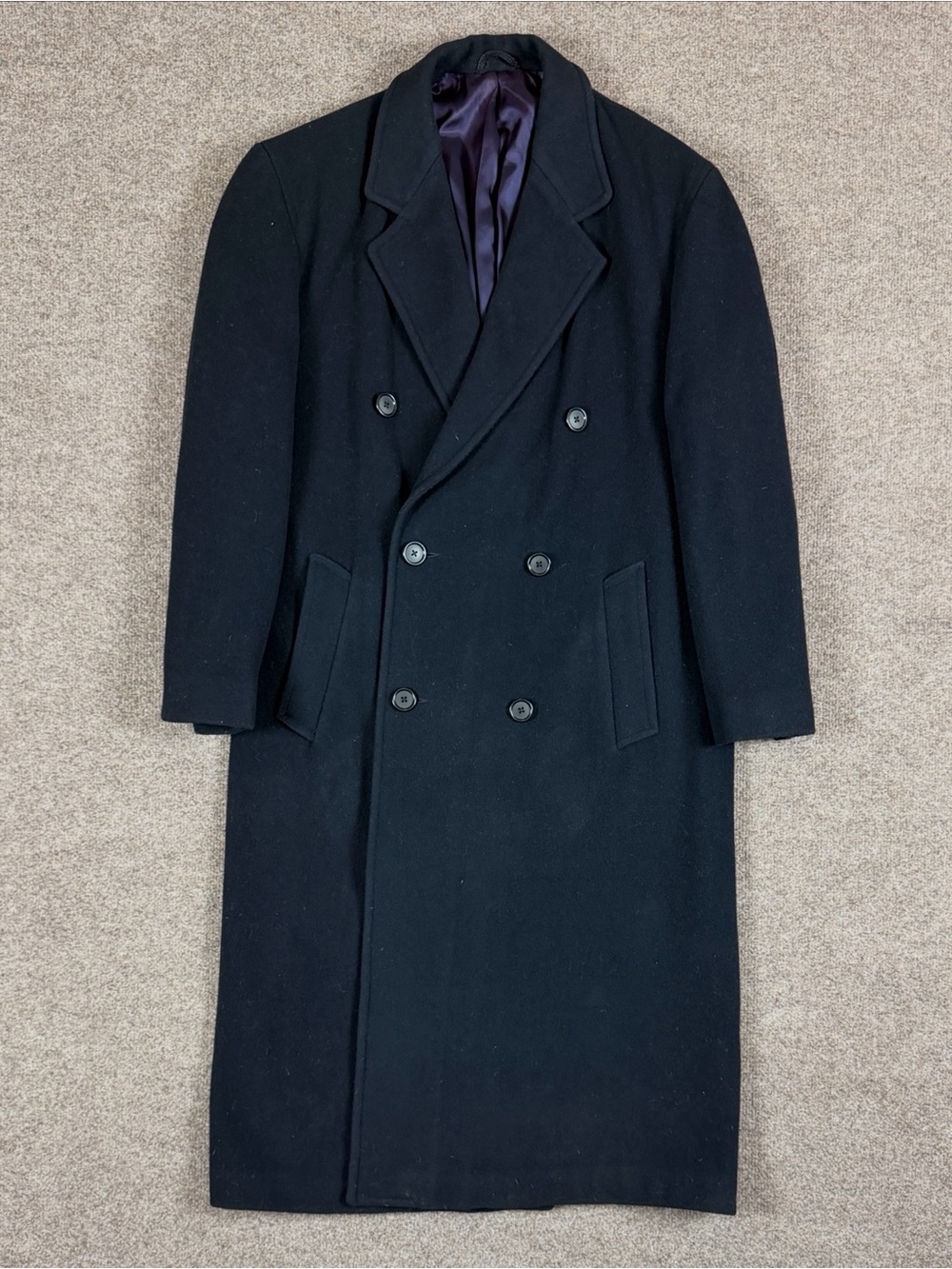 Chaps Ralph Lauren Navy Long Double Breasted Wool Overcoat Men’s XL Winter Coat